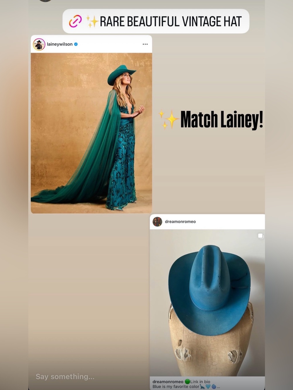 Rare Vintage Turquoise/Blue Cowboy Cowgirl Western Rodeo Hat